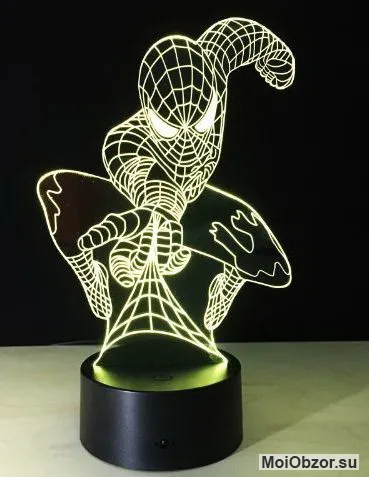 3D светильник человек паук 7 цветов